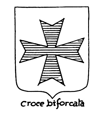 Bild des heraldischen Begriffs: Croce biforcata